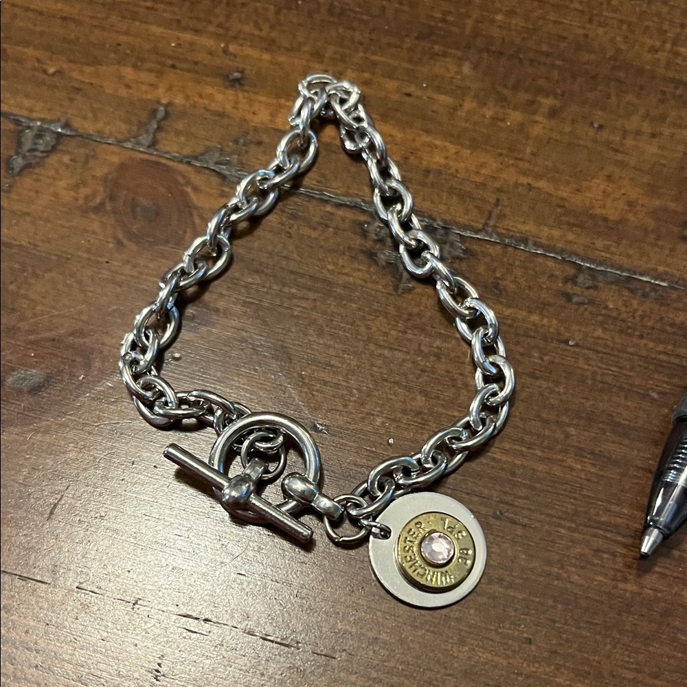 Silver Chain Bracelet with bullet #464